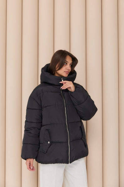 Пуховик Амстердам 65 Плащевка Ammy с эко пухом 16173 Цвет: Чорний