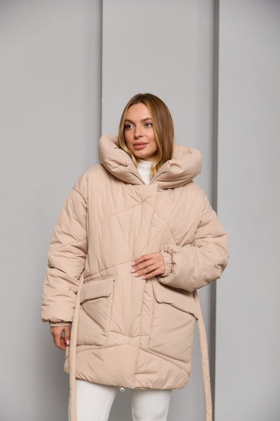 Пуховик Сідней 85 плащівка Ammy 16292 Цвет: світло бежевий