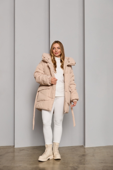 Пуховик Сідней 85 плащівка Ammy 16292 Цвет: світло бежевий