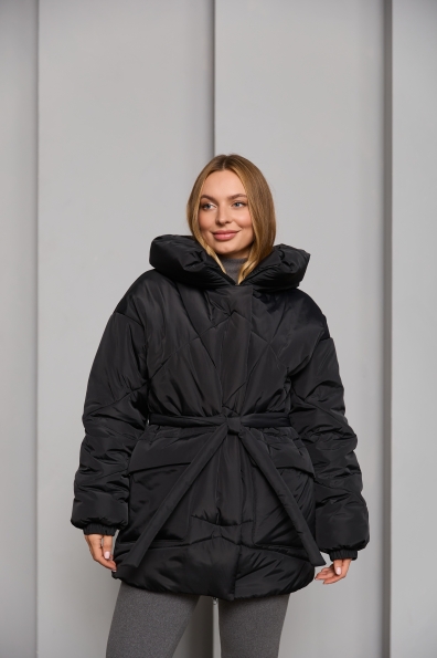 Пуховик Сідней 85 плащівка Ammy 16292 Цвет: Чорний