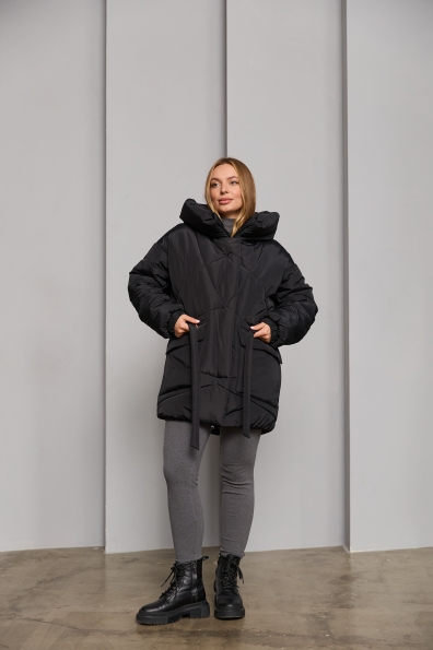 Пуховик Сідней 85 плащівка Ammy 16292 Цвет: Чорний