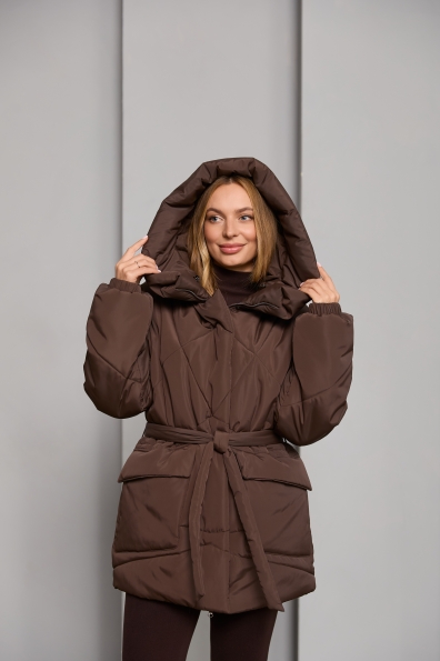 Пуховик Сідней 85 плащівка Ammy 16292 Цвет: Шоколад Темний