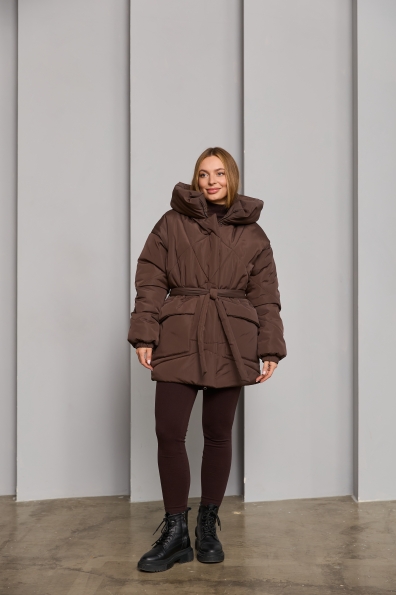 Пуховик Сідней 85 плащівка Ammy 16292 Цвет: Шоколад Темний