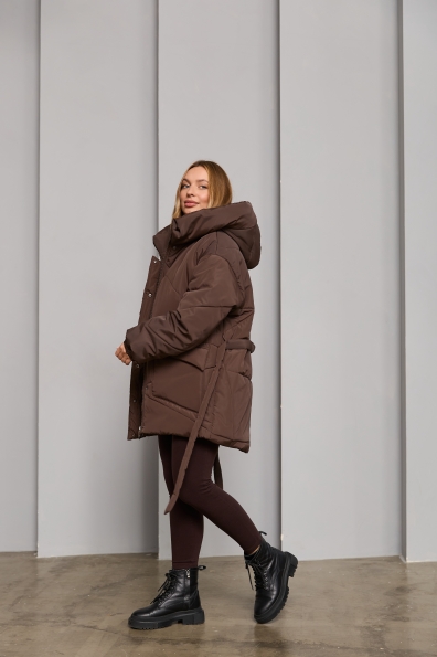 Пуховик Сідней 85 плащівка Ammy 16292 Цвет: Шоколад Темний