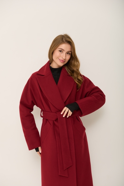 Пальто Влада 120  Кашемір Турецький утепленний 16294 Цвет: Марсала 144064