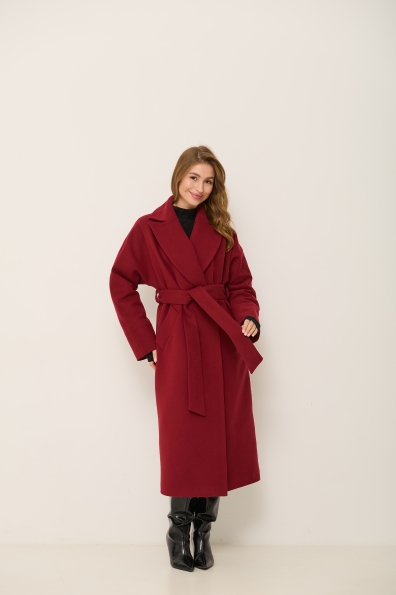 Пальто Влада 120  Кашемір Турецький утепленний 16294 Цвет: Марсала 144064