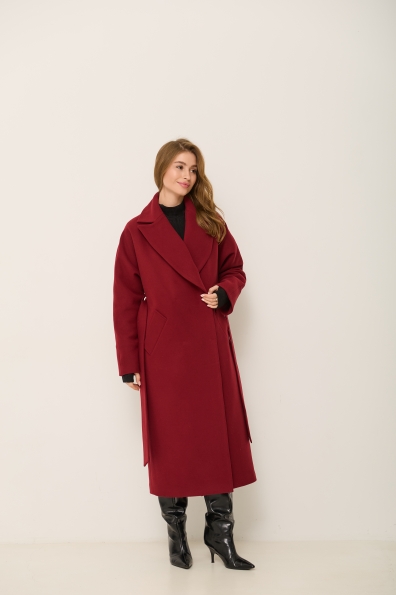 Пальто Влада 120  Кашемір Турецький утепленний 16294 Цвет: Марсала 144064