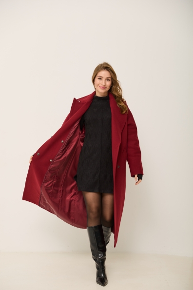 Пальто Влада 120  Кашемір Турецький утепленний 16294 Цвет: Марсала 144064