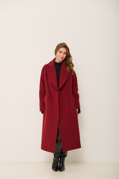 Пальто Влада 120  Кашемір Турецький утепленний 16294 Цвет: Марсала 144064