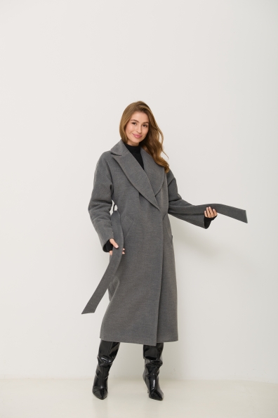 Пальто Влада 120  Кашемір Турецький утепленний 16294 Цвет: Сірий