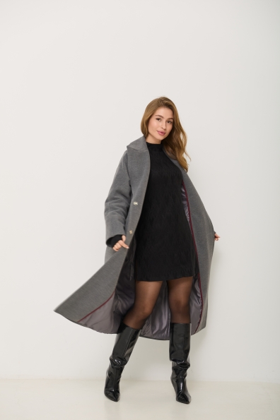 Пальто Влада 120  Кашемір Турецький утепленний 16294 Цвет: Сірий