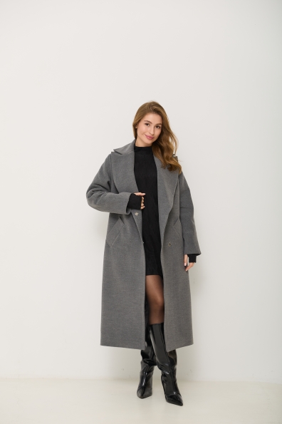 Пальто Влада 120  Кашемір Турецький утепленний 16294 Цвет: Сірий