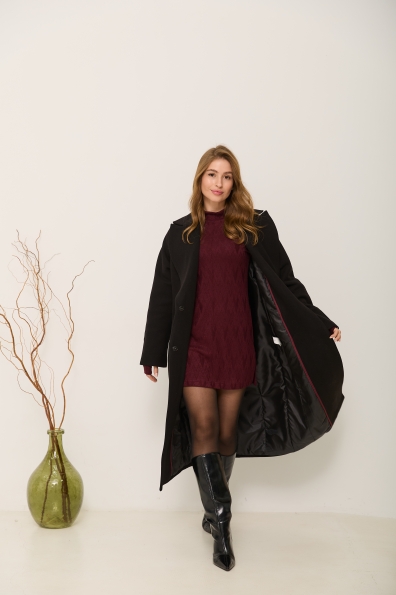 Пальто Влада 120  Кашемір Турецький утепленний 16294 Цвет: Чорний