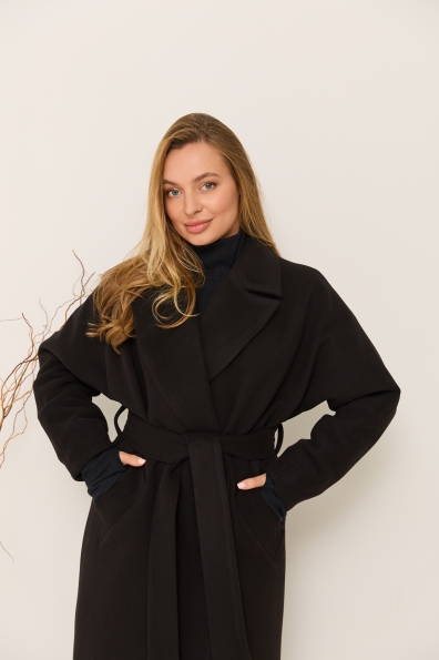 Пальто Богдана 127 Кашемір Турецький утеплене 16313 Цвет: Чорний