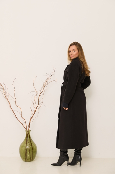 Пальто Богдана 127 Кашемір Турецький утеплене 16313 Цвет: Чорний