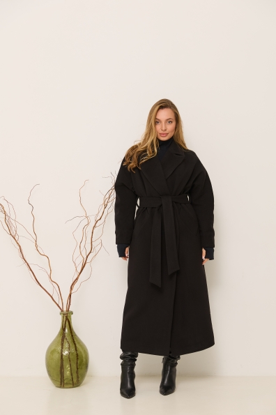 Пальто Богдана 127 Кашемір Турецький утеплене 16313 Цвет: Чорний