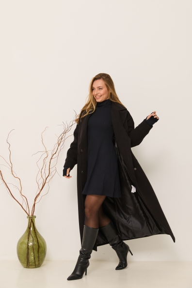 Пальто Богдана 127 Кашемір Турецький утеплене 16313 Цвет: Чорний