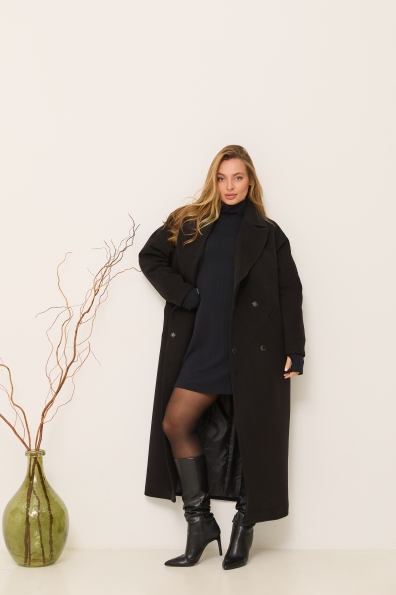 Пальто Богдана 127 Кашемір Турецький утеплене 16313 Цвет: Чорний