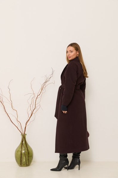 Пальто Богдана 127 Кашемір гладкий утеплене 16359 Цвет: Шоколад