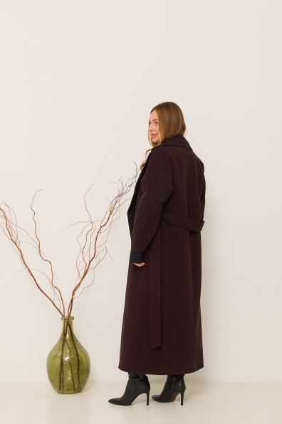 Пальто Богдана 127 Кашемір гладкий утеплене 16359 Цвет: Шоколад