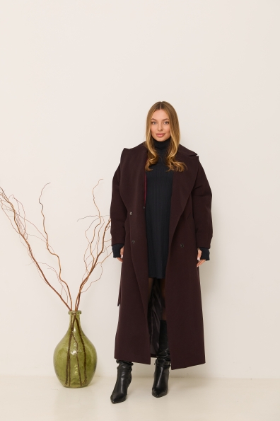 Пальто Богдана 127 Кашемір гладкий утеплене 16359 Цвет: Шоколад