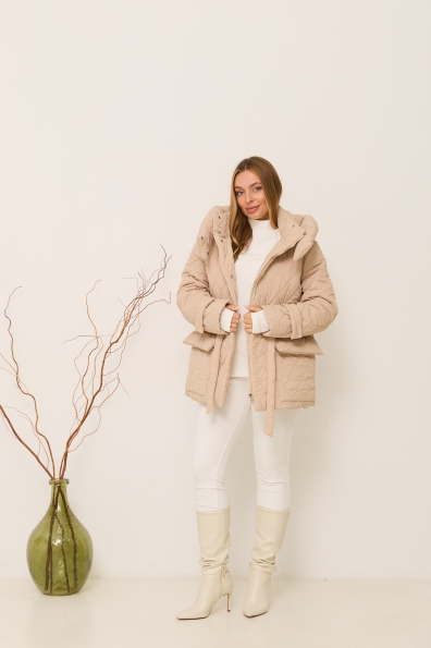 Куртка Нова 70 Плащівка Ammy стьобана ЗИМА 16372 Цвет: світло бежевий