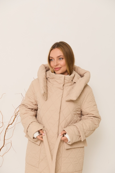 Куртка Нова 120 Плащівка Ammy стьобана ЗИМА 16369 Цвет: світло бежевий