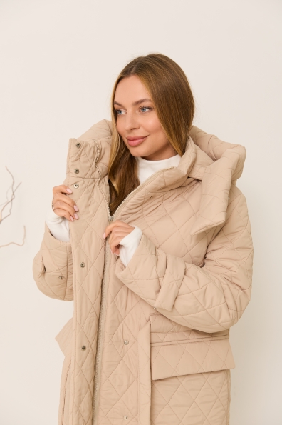 Куртка Нова 120 Плащівка Ammy стьобана ЗИМА 16369 Цвет: світло бежевий