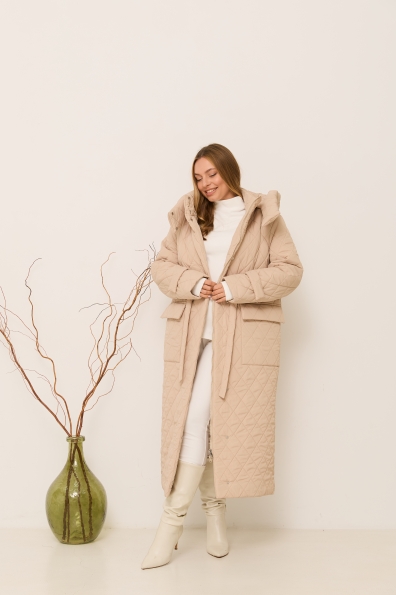 Куртка Нова 120 Плащівка Ammy стьобана ЗИМА 16369 Цвет: світло бежевий