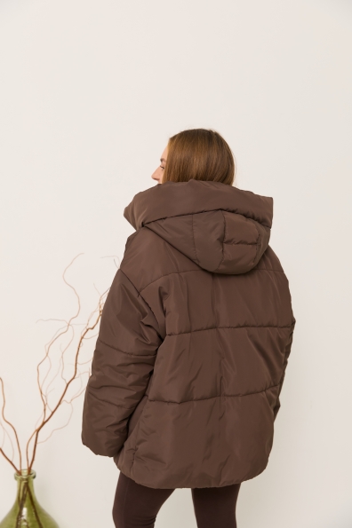 Пуховик Овертайм плащівка Ammy 16197 Цвет: Шоколад Темний