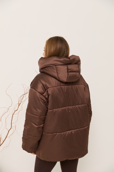 Пуховик Овертайм плащівка Grazia 16328 Цвет: Шоколад
