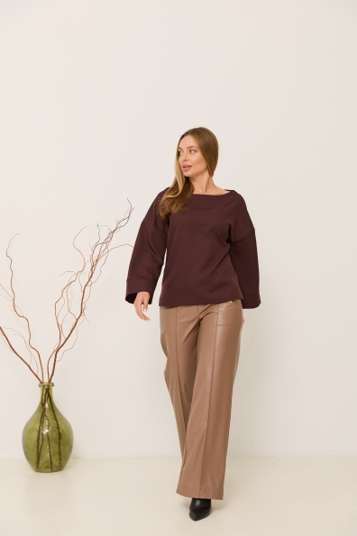 Блуза Тедді 7/8 Костюмка креп стрейч 16053 Цвет: Шоколад
