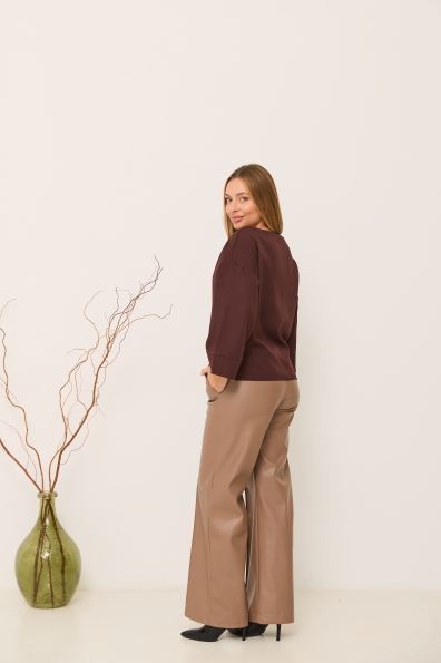 Блуза Тедді 7/8 Костюмка креп стрейч 16053 Цвет: Шоколад