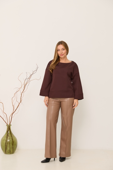 Блуза Тедді 7/8 Костюмка креп стрейч 16053 Цвет: Шоколад
