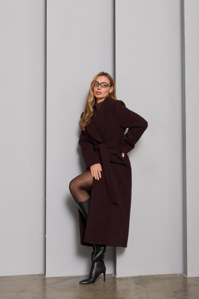 Пальто Вега 125 Кашемір гладкий ЗИМА 16365 Цвет: Шоколад