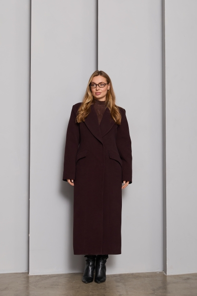 Пальто Вега 125 Кашемір гладкий ЗИМА 16365 Цвет: Шоколад