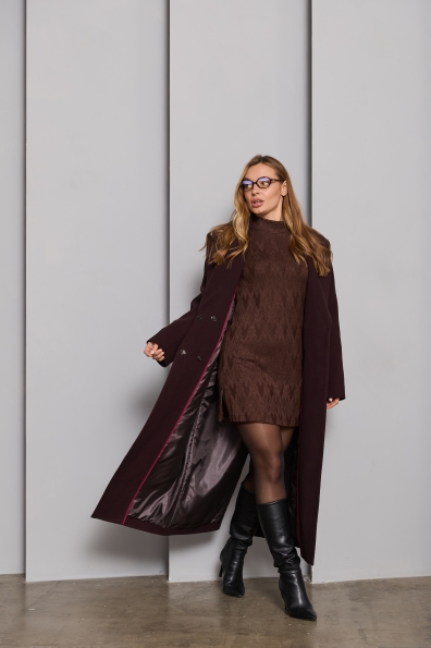 Пальто Вега 125 Кашемір гладкий ЗИМА 16365 Цвет: Шоколад