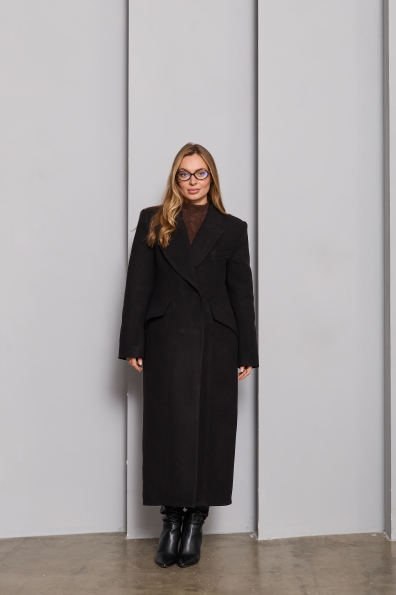 Пальто Вега 125 Кашемір Турецький ЗИМА 16363 Цвет: Чорний