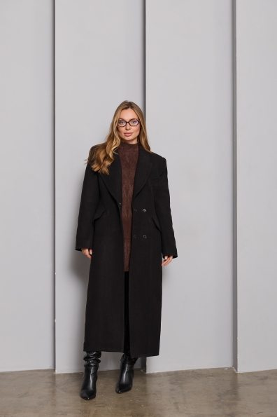 Пальто Вега 125 Кашемір Турецький ЗИМА 16363 Цвет: Чорний