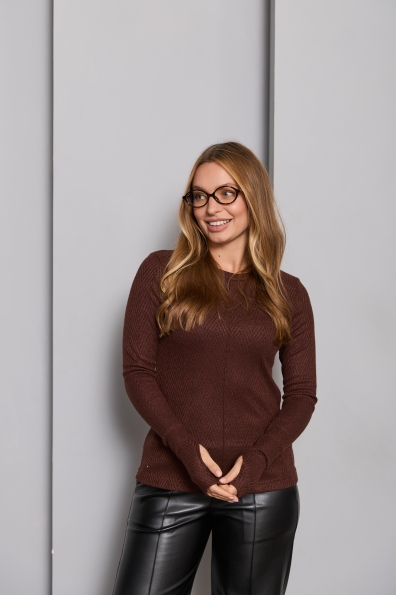 Лонгслів Далі Трикотаж Ангора дизайн 16222 Цвет: Зигзаг2/Шоколад