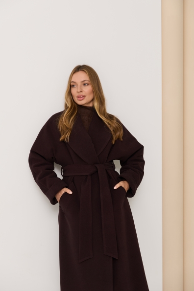 Пальто Влада 120  Кашемір гладкий утепленний 16384 Цвет: Шоколад