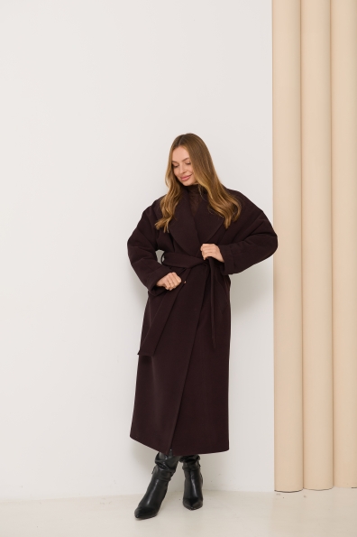 Пальто Влада 120  Кашемір гладкий утепленний 16384 Цвет: Шоколад
