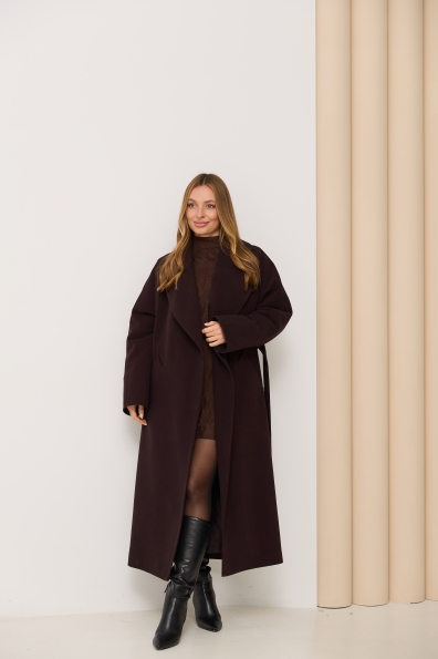 Пальто Влада 120  Кашемір гладкий утепленний 16384 Цвет: Шоколад