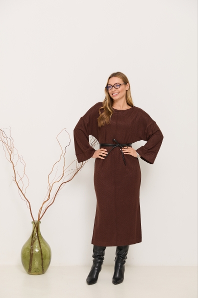 Сукня Луна Міді Трикотаж Ангора дизайн 16405 Цвет: Зигзаг2/Шоколад