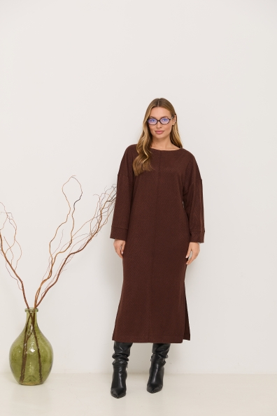 Сукня Луна Міді Трикотаж Ангора дизайн 16405 Цвет: Зигзаг2/Шоколад