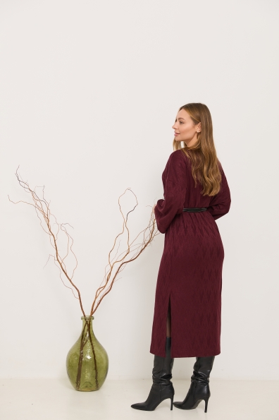 Сукня Луна Міді Трикотаж Ангора дизайн 16405 Цвет: Зигзаг/Марсал