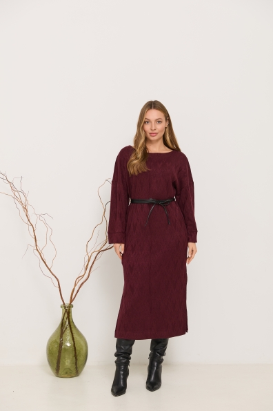 Сукня Луна Міді Трикотаж Ангора дизайн 16405 Цвет: Зигзаг/Марсал