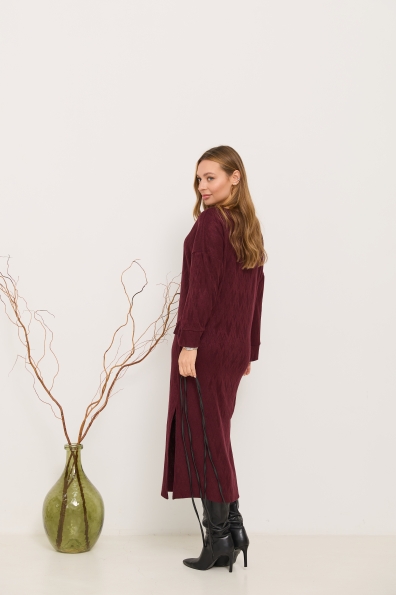 Сукня Луна Міді Трикотаж Ангора дизайн 16405 Цвет: Зигзаг/Марсал