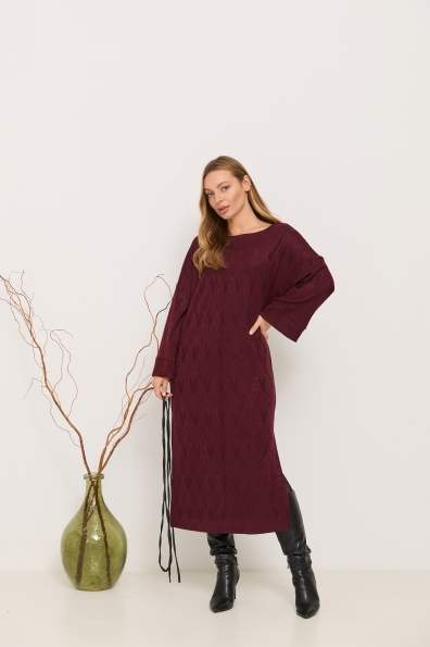 Сукня Луна Міді Трикотаж Ангора дизайн 16405 Цвет: Зигзаг/Марсал