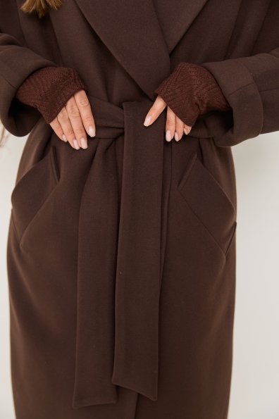 Пальто Влада 120  Кашемір Турецький утепленний 16294 Цвет: Шоколад 6099